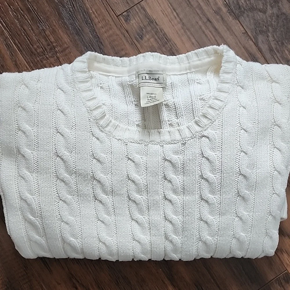 L.L. Bean Women's Cable Knit Sweater - Cream - Picture 2 of 11